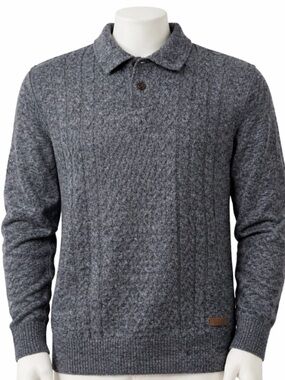 Men’s Buffalo David Bitton Heather Blue Cable Knit Sweater